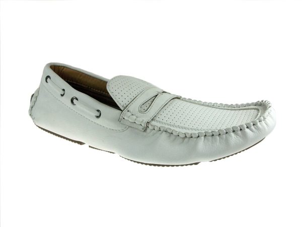 Mens Polar Fox Driver Moccasin Casual Loafers Shoes 13005 White-390 Hot on Sale